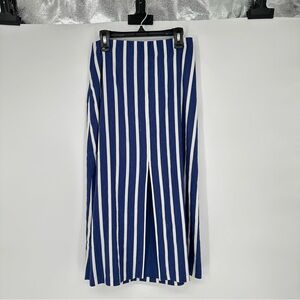 Alice + Olivia Blue & White Striped Midi Skirt Sz 0